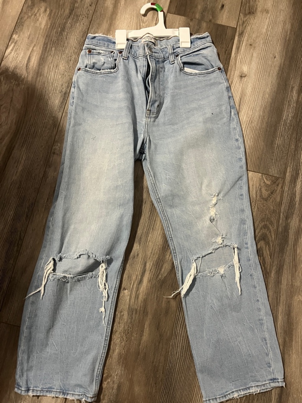 Abercrombie & Fitch Light Blue Distressed Boyfriend Jeans